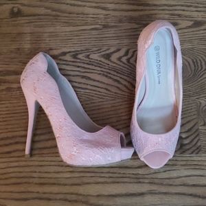 Pink Lace Heels